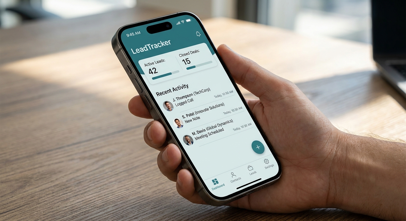 CRM / Contact Tracker app mockup