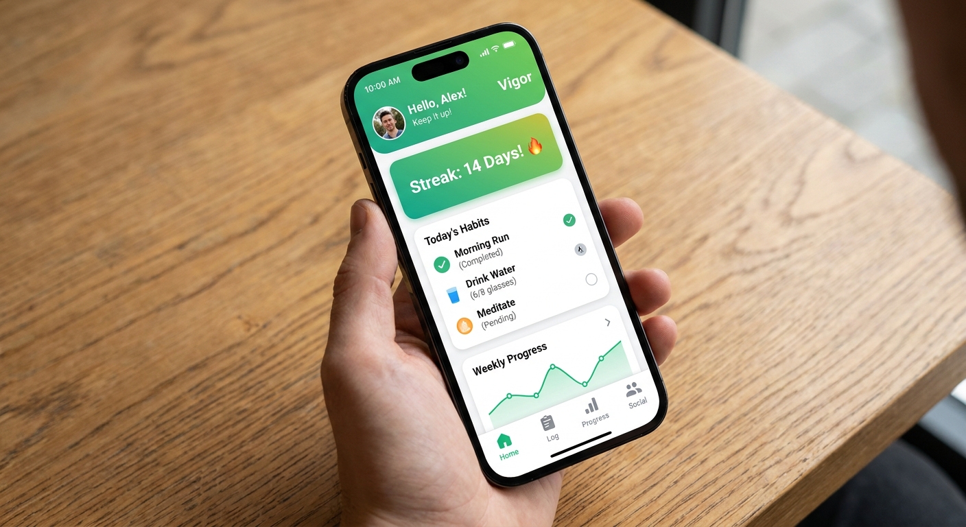 Fitness & Habit Tracker app mockup