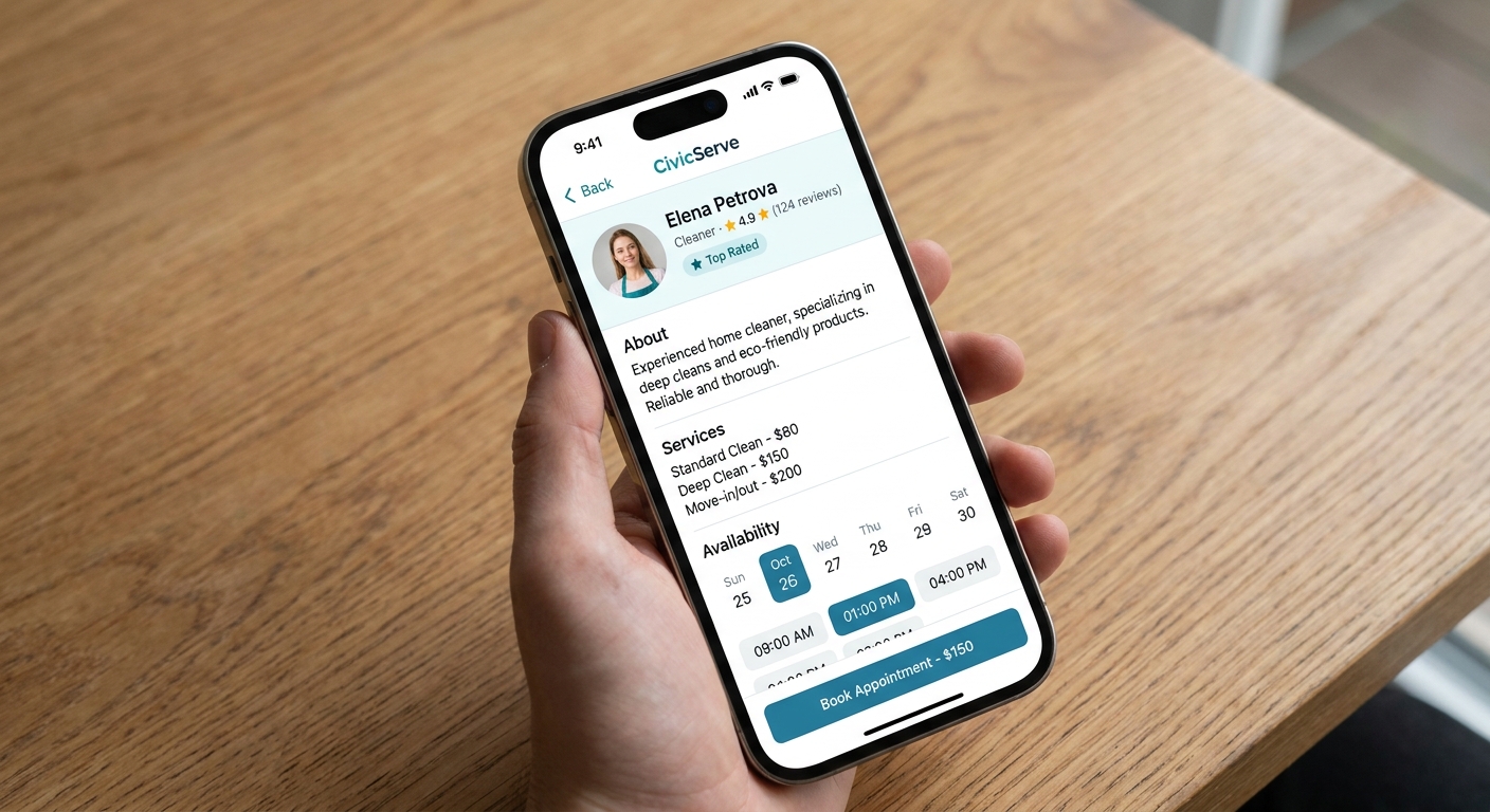 Local Service Booking app mockup